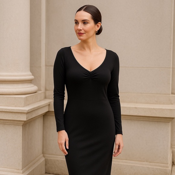Sympli Black Stretch Dress 10 - Picture 1 of 8